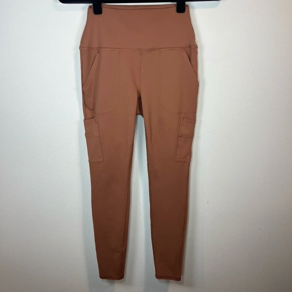 Avalanche High Waisted Cargo Legging Pants Brown Terracotta Pockets Hiking Small